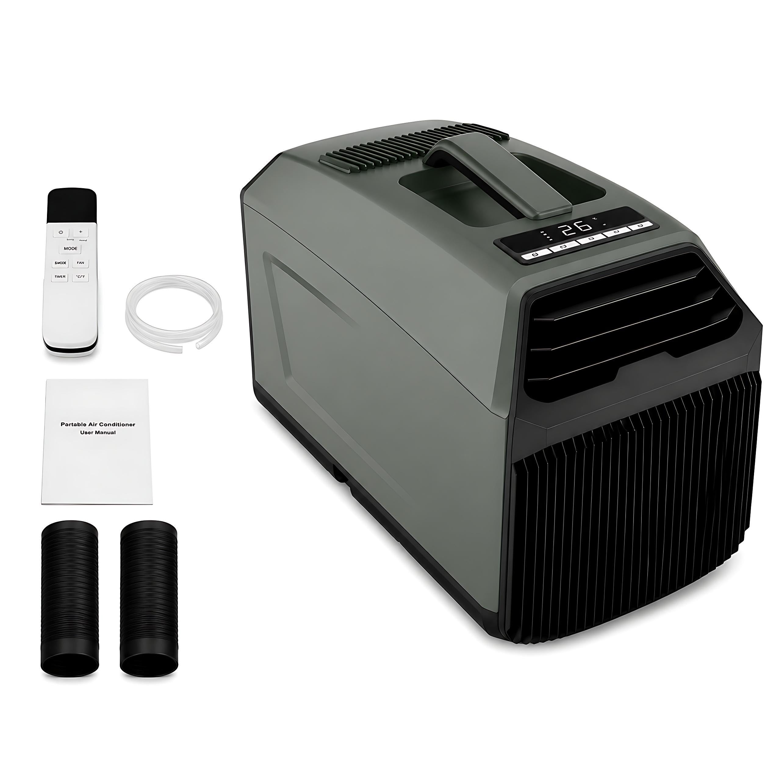KPOUYYDS Portable Air Cooler, Camping AC Unit - 4500/5100 BTU True Dual-Rotor Compressor, Dual Hose, 330W Low Draw 4-in-1 Fast Cooling for Tent Camping, Overlanding, RV, Bedroom, Van Life 5100BTU/DC