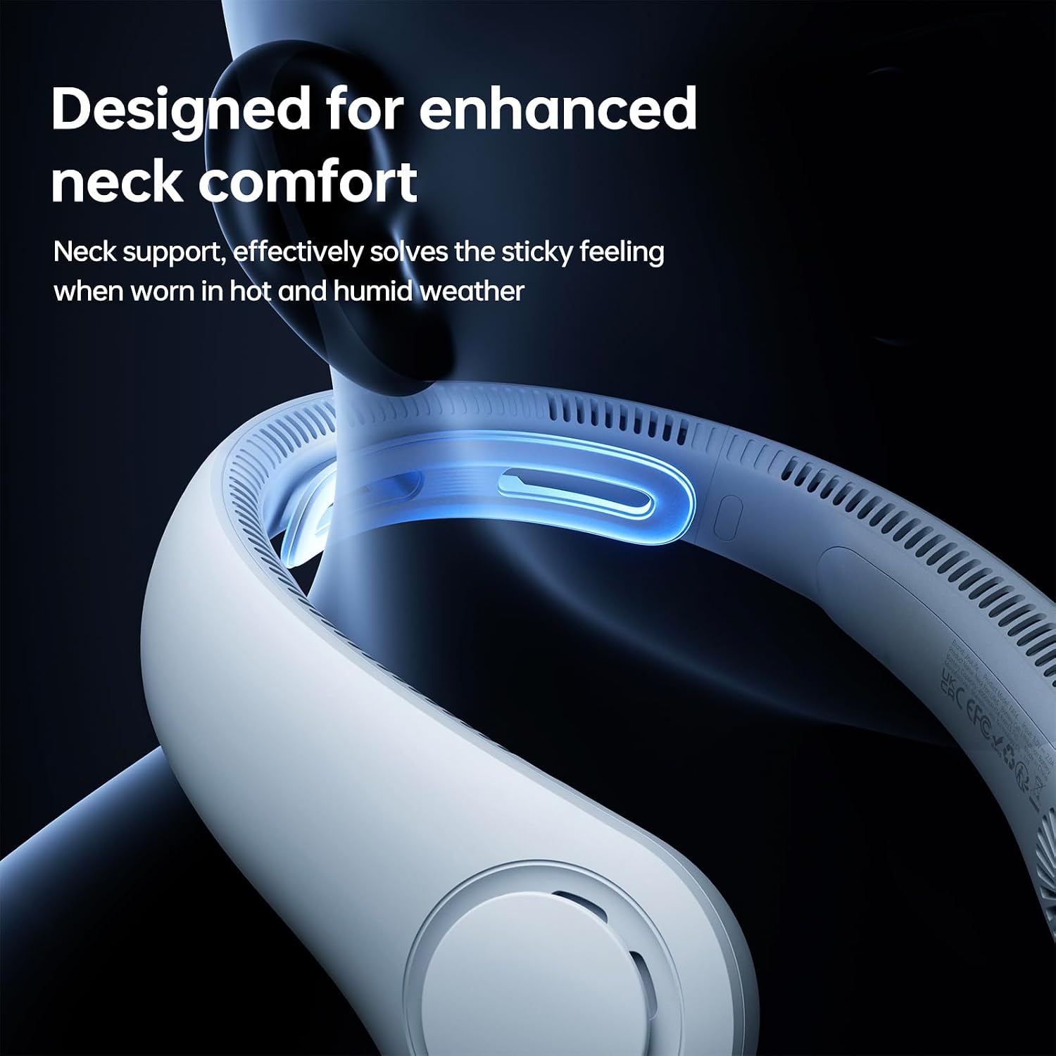 JISULIFE Portable Neck Fan Upgraded, Neckbrace Personal Hands Free, 5 Speed Gears Adjustment, 6000 mAh Wearable Bladeless Quiet Rechargeable for Outdoor Indoor, Gifts for Women Men- Light Blue