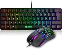RedThunder K62 Mechanikus Gamer Billentyűzet és Egér Szett, 60% Kompakt RGB Háttérvilágítás, 7200 DPI Precíziós Egér, 62 Anti-Ghosting Gomb, 1