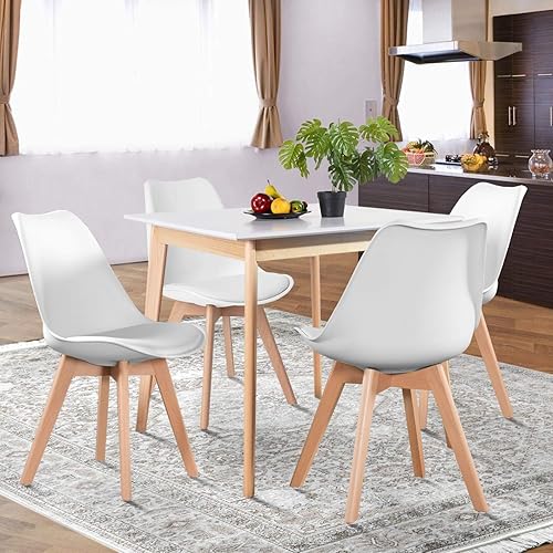 Miniatura 2 de Homy Casa Juego de sillas de comedor modernas de mediados de siglo, sillas de cocina con cojín de piel sintética suave y patas de madera, sillas