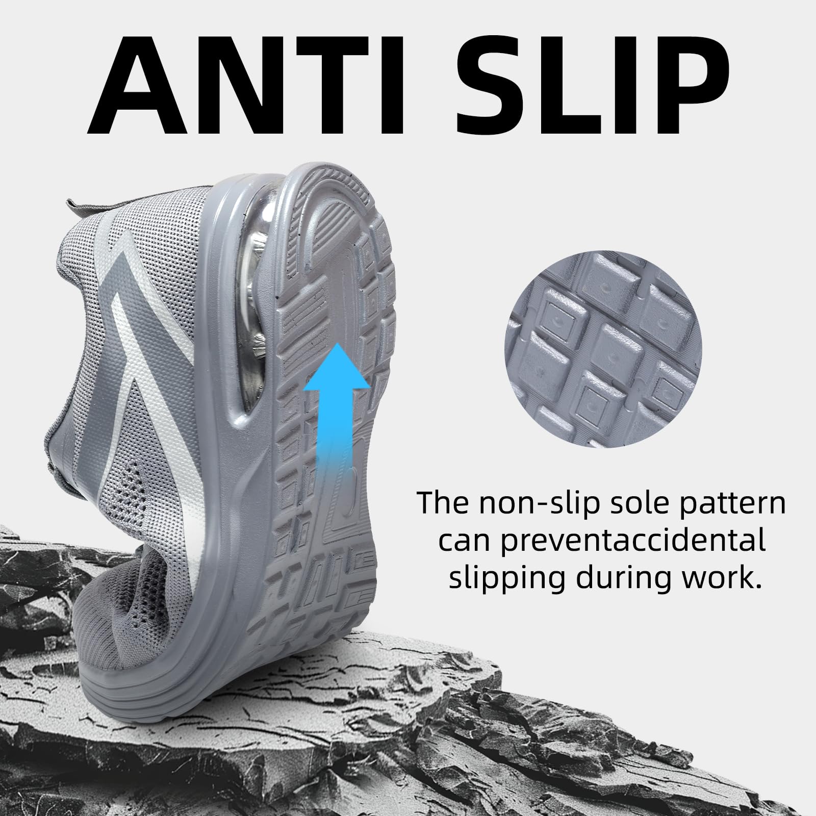 Furuian Zapatos de punta compuesta para hombre, ligeros, de seguridad, transpirables, con puntera compuesta, cómodos e indestructibles, zapatos de trabajo de seguridad