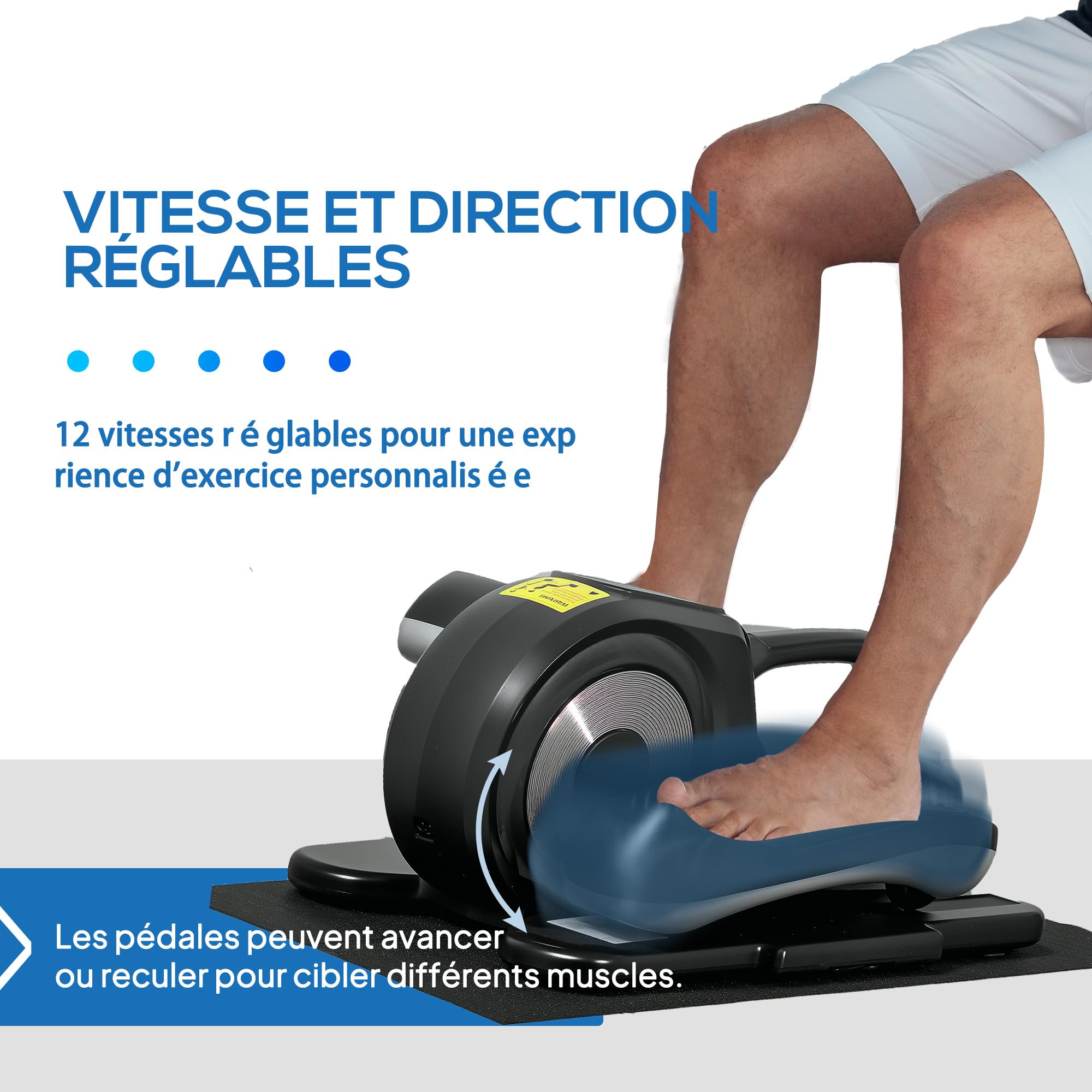 SPORTNOW Elliptique de Bureau, vélo elliptique électrique avec télécommande et écran LCD, 12 Vitesses réglables, pédalier électrique avec Tapis antidérapant, Noir