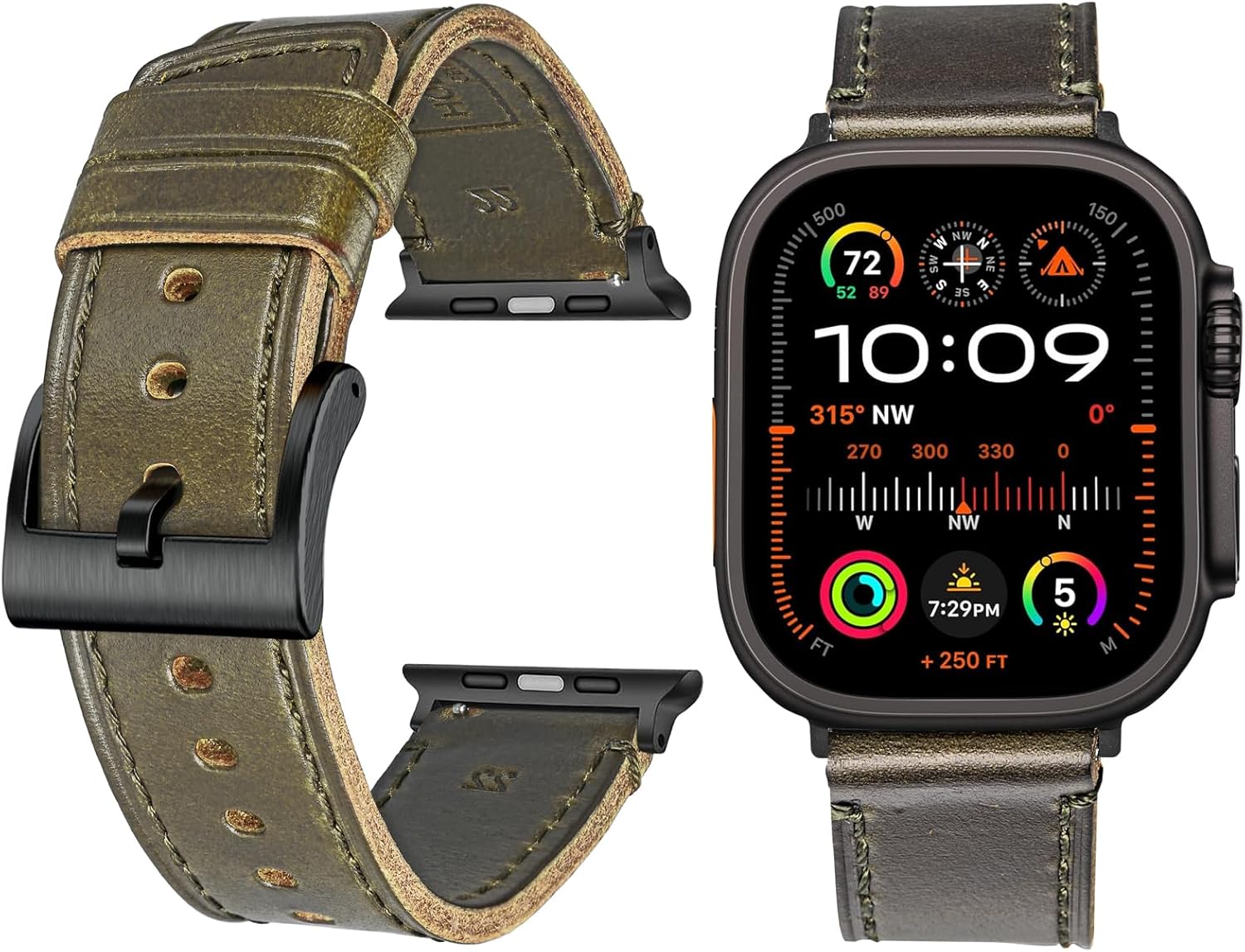 Horween Leather Bands Compatible with Apple Watch,Vintage Genuine Leather Replacement Strap for iWatch