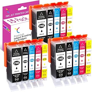 YC 15 Pack((3PGBK/3BK/3C/3M/3Y) PGI-270 XL CLI-271 XL Compatible for Canon 270 Ink cartridges 271 Ink Cartridges PGI270 XL CLI271 XL for Pixma MG6820 MG6821 MG5720 MG5722 TS5020 TS6020 Printers