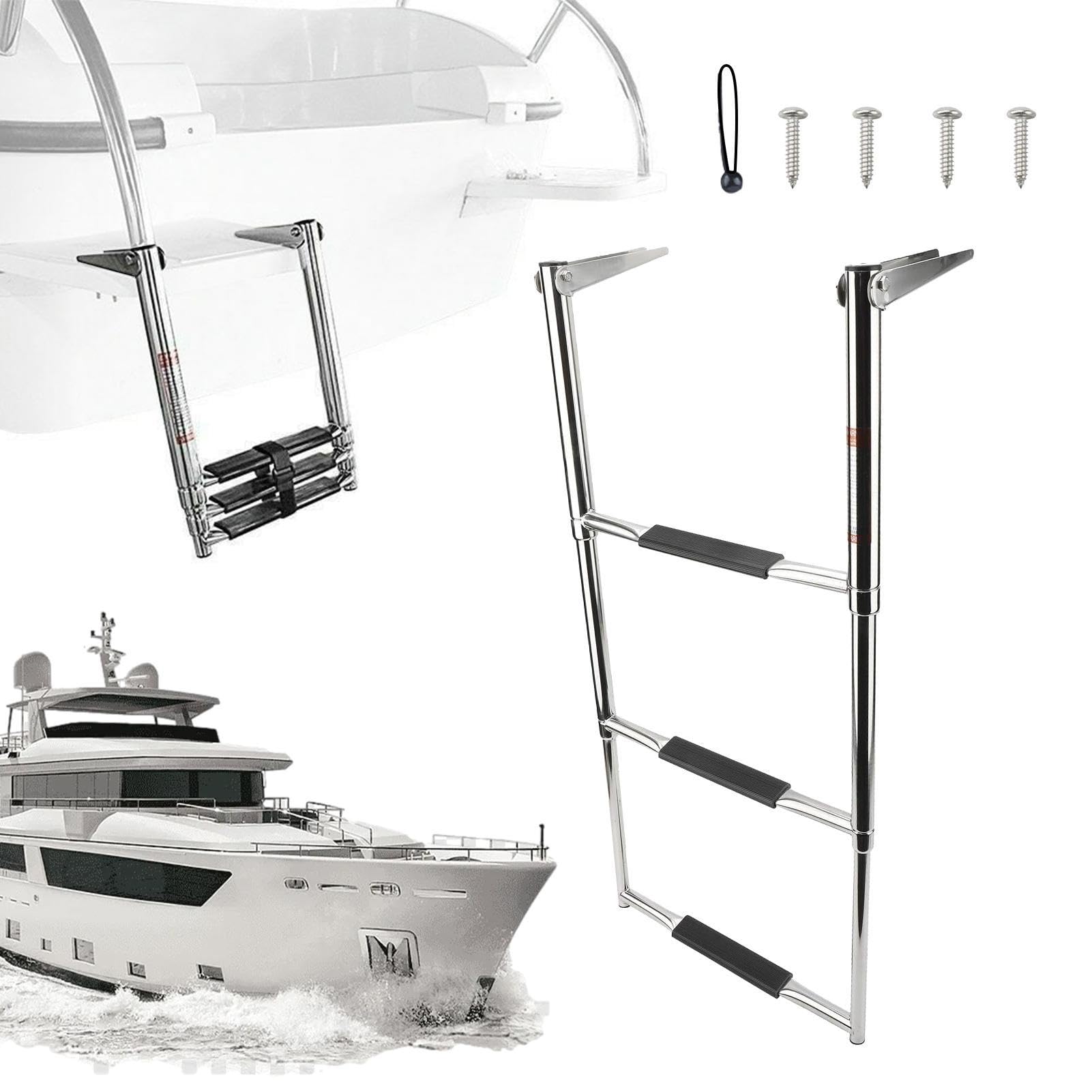 Échelle extensible de bateau sécurisée 3 marches en inox pour toute la famille