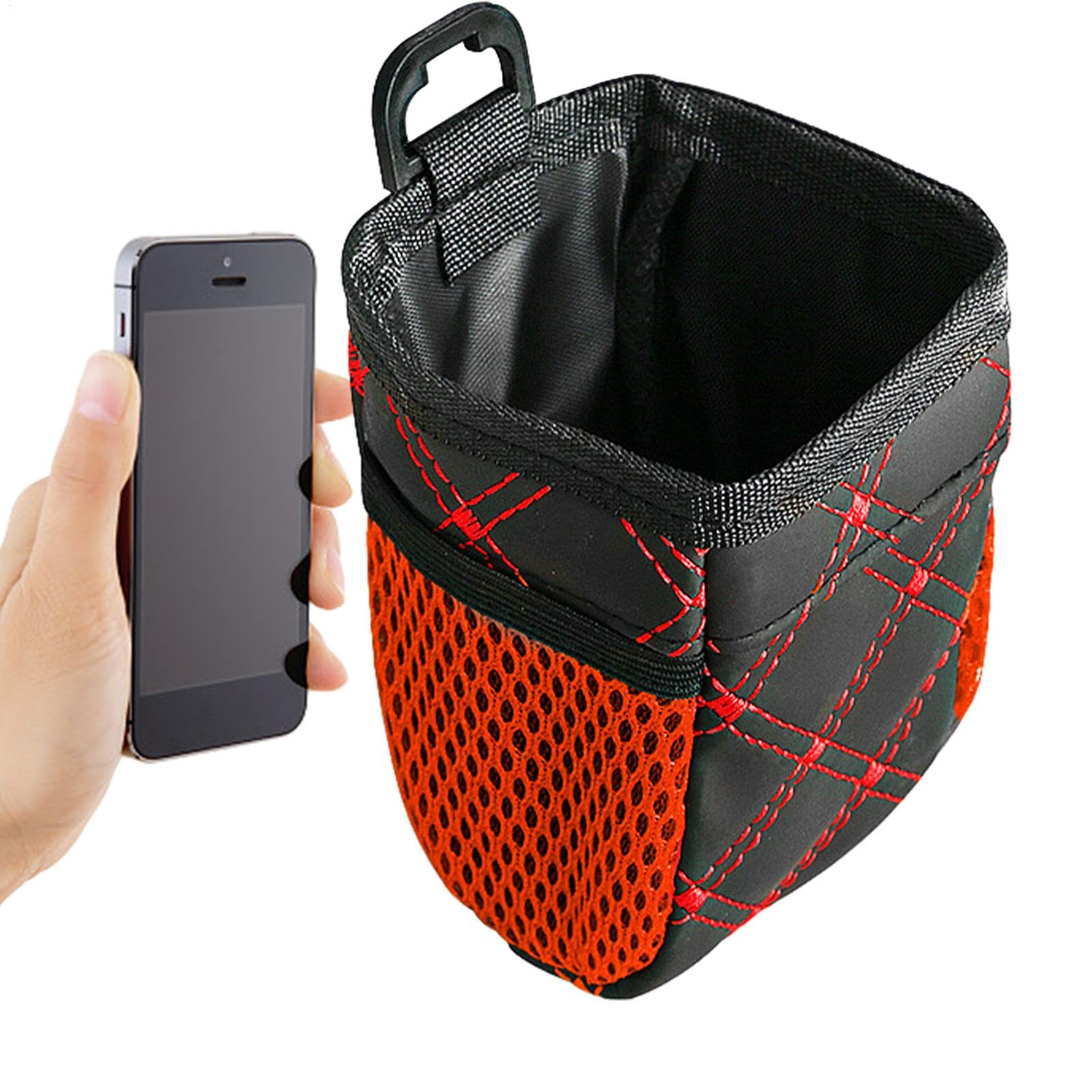 Car Air Vent Bag, Car Outlet Bucket Bag, 4.72x2.56x2.76 inches PU Leather Storage Pouch for Mobile Phone, Keys, Sunglasses, and Dashboard Organization
