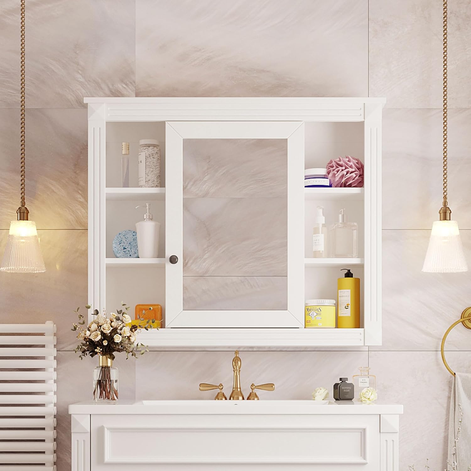 Merax Modern Mirror Cabinet - 36 Inch Wall Mounted Mirror for Small Bathrooms