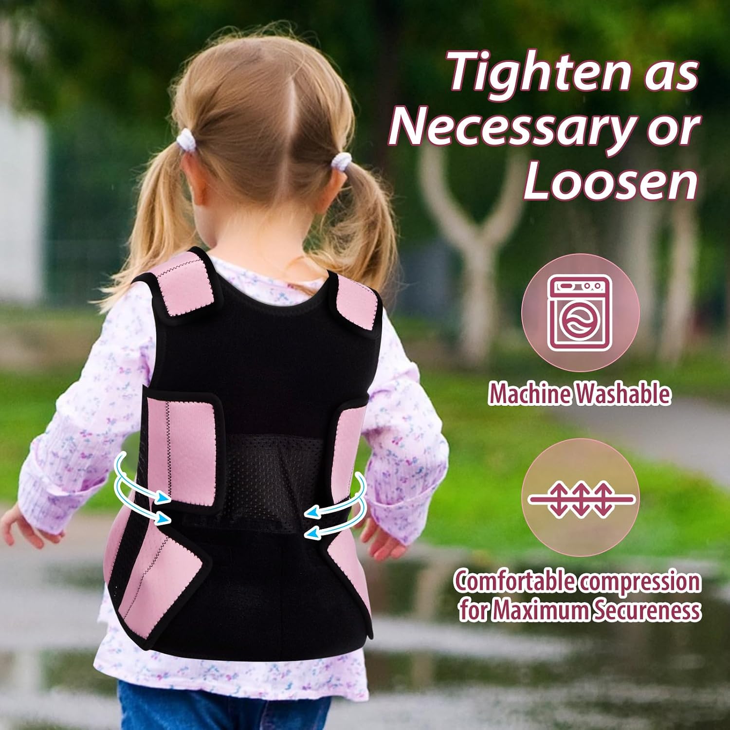 Janmercy Weighted Vest for Kids Ages 2 to 9 Adjustable Neoprene Compression Vest Removable Weights Breathable Comfort Toddler(Solid Color,Small,Pink)