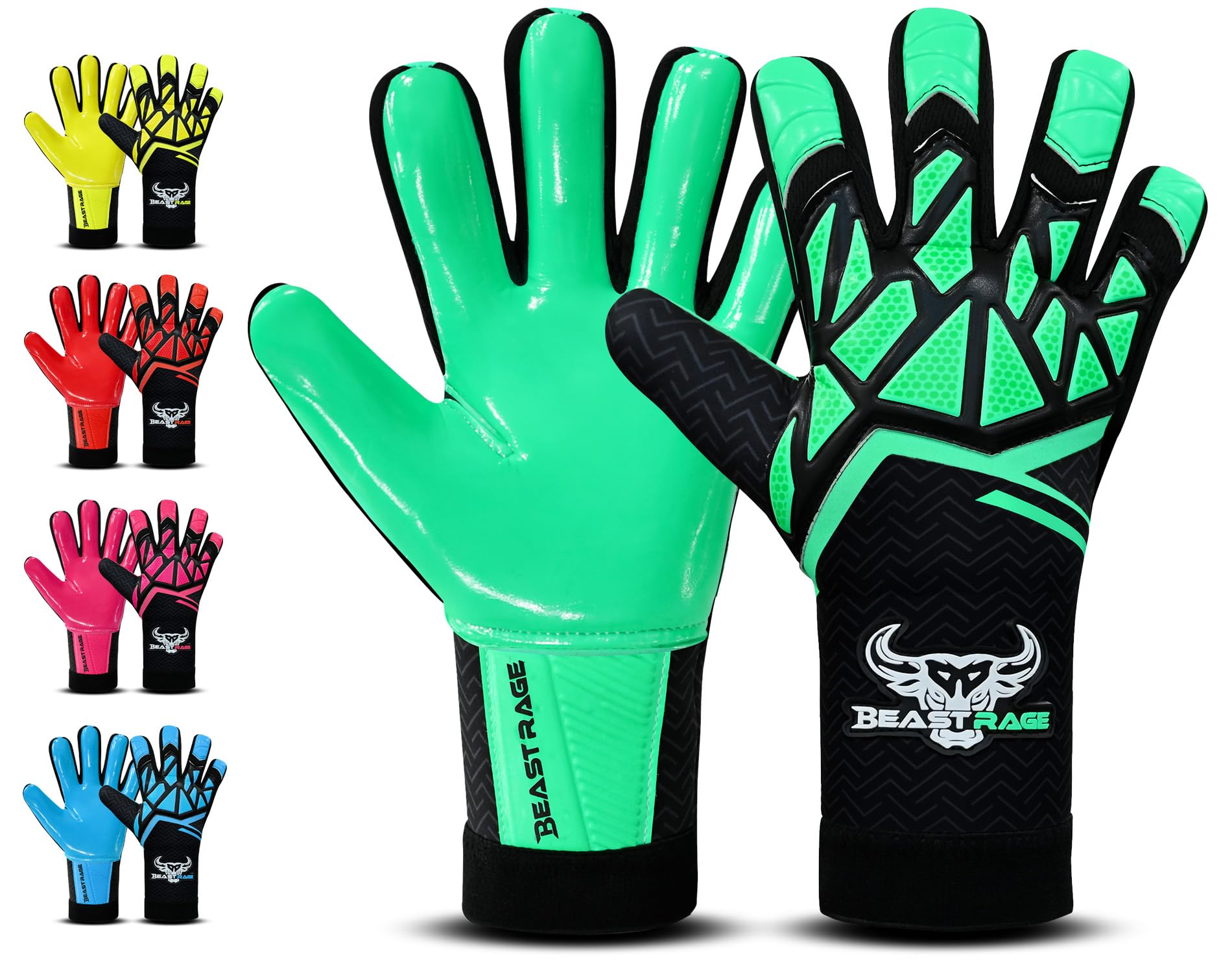 BEAST RAGE Goalkeeper Gloves for Kids,Youth & Adults–Football Goalie Glove for Boys,Children–Soccer Training Gloves,Strong Grip & Anti-Slip Palms (Sea Green, Size 7 suitable for 10 to 13 Years old)