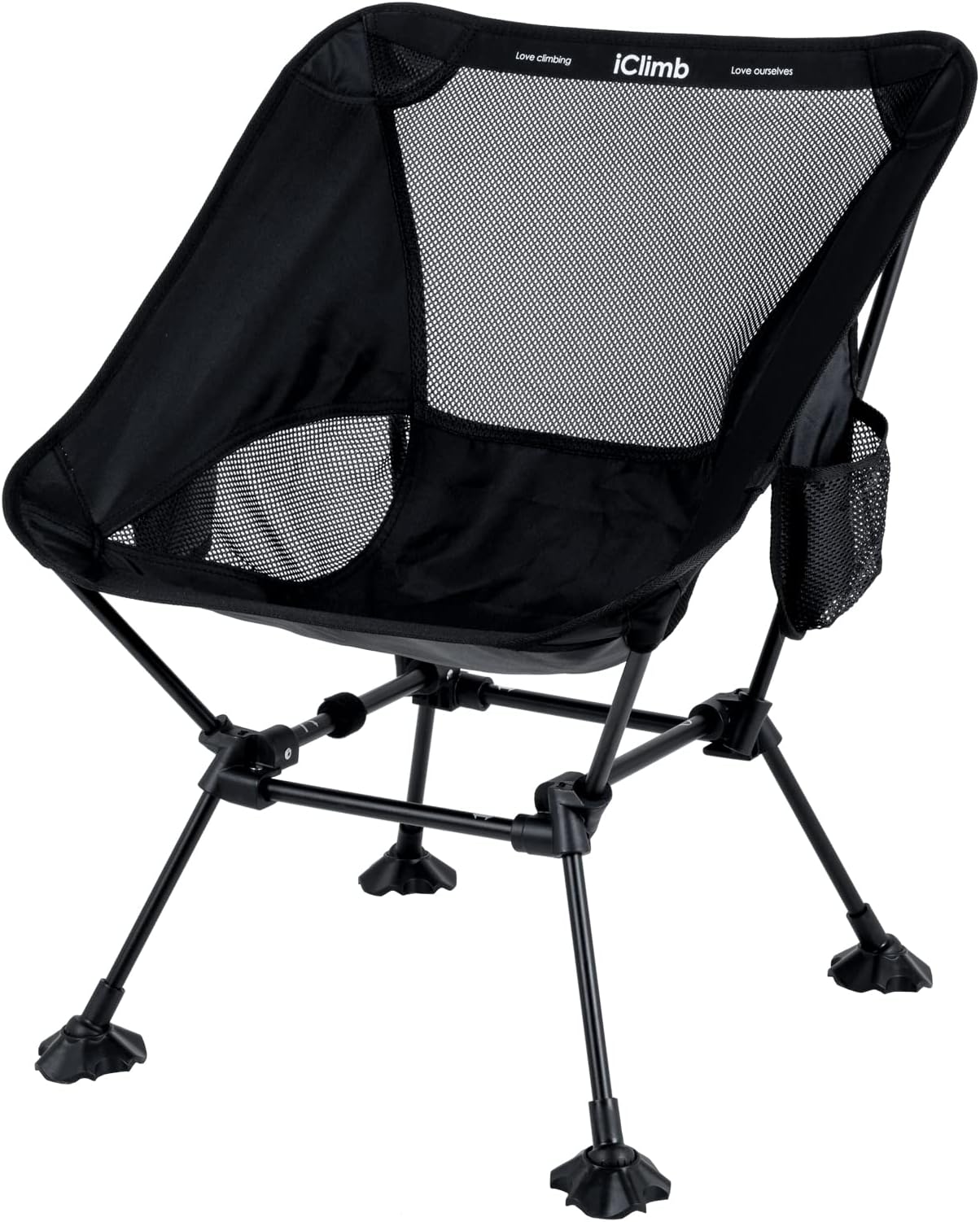 Ultralight Compact Camping Folding Beach Chair with Anti-Sinking Large Feet and Back Support Webbing (Black - Square Frame)