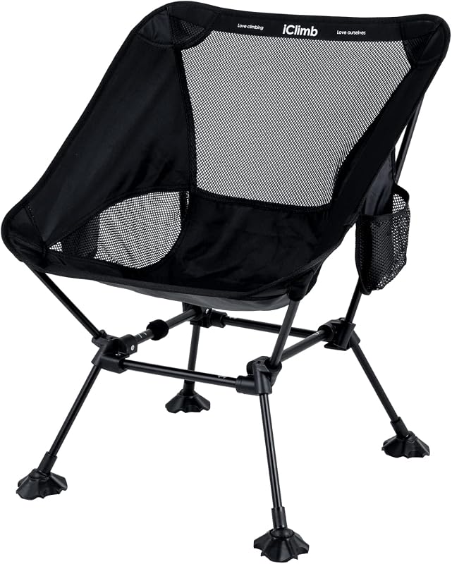 Ultralight Compact Folding Anti-Sinking Chair, Black | Anti-Sinking Large Feet, Aluminum Square Frame, with Carry Bag and Back Support Webbing, for Camping Beach Backpacking