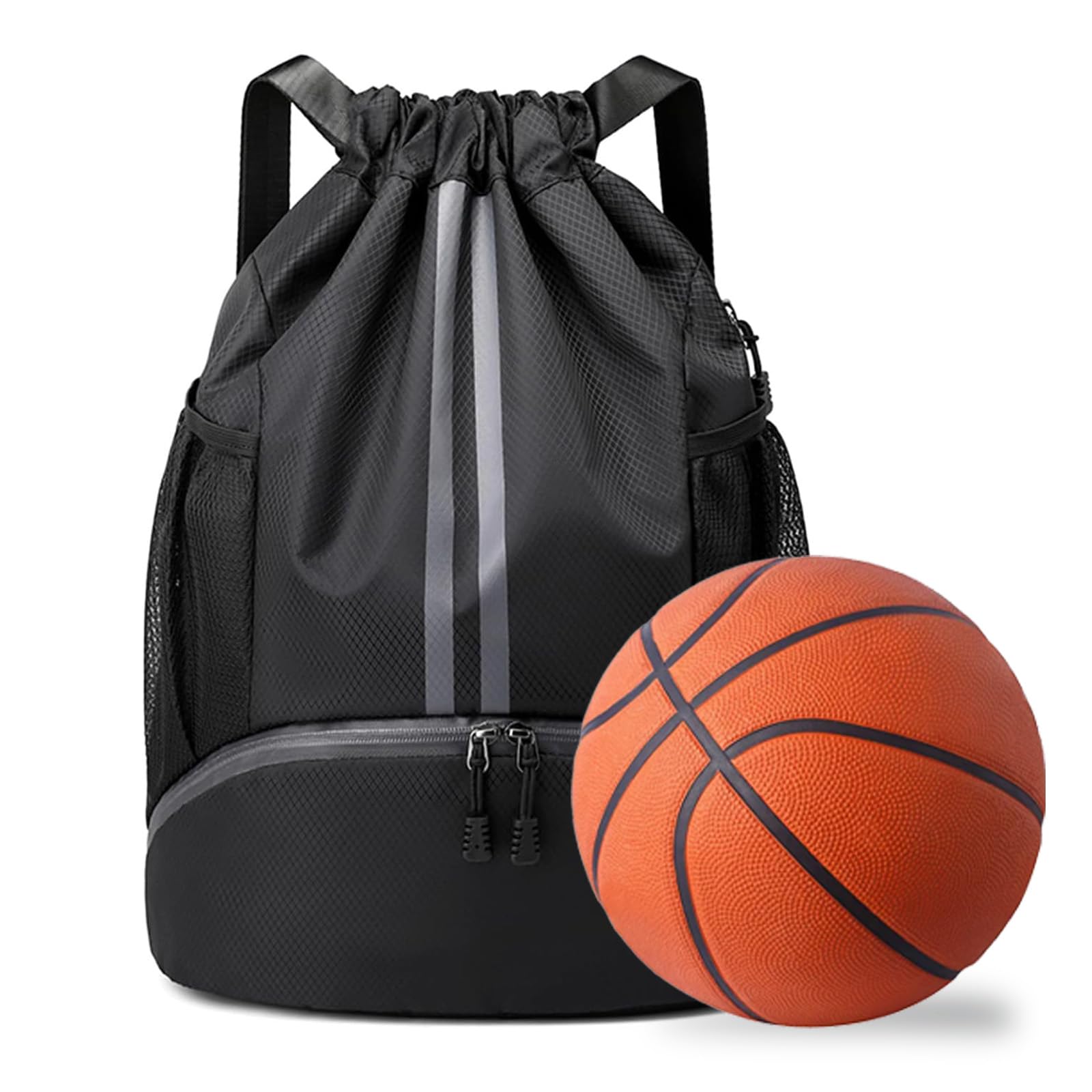 Mochila Gimnasio Hombre, Bolsa Gimnasio Impermeable con Compartimento para Zapatos – Mochila Gym Hombre Ligera para Natación, Baloncesto, Fútbol. Negro