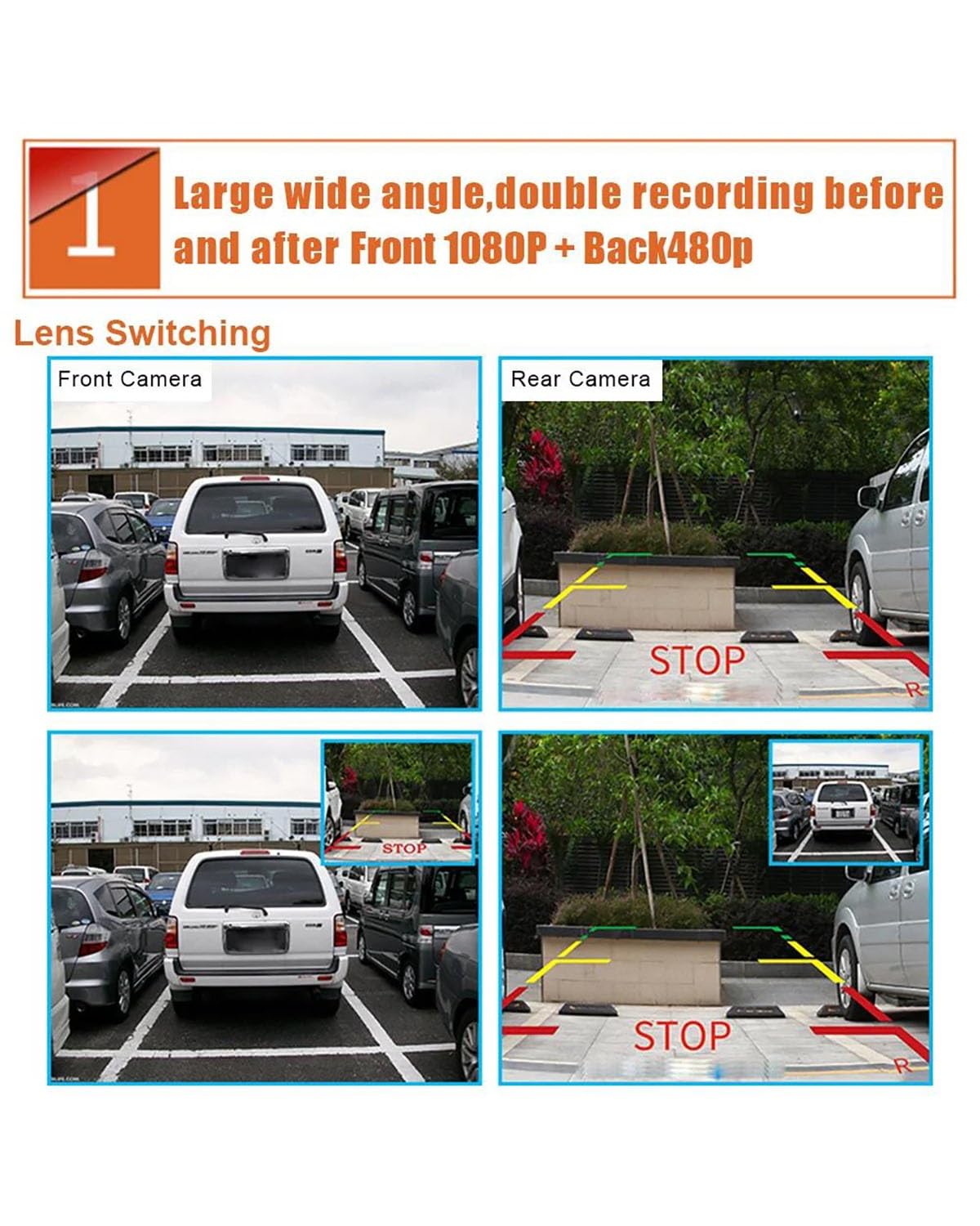 Dashcam Cámara Salpicadero con Espejo Retrovisor DVR Coche Cámara Salpicadero Doble Lente 4,5 Pulgadas, Full HD Juego Tarjetas 32 GB Accesorios Automóviles Cámara Coche(Single Camera 32G)