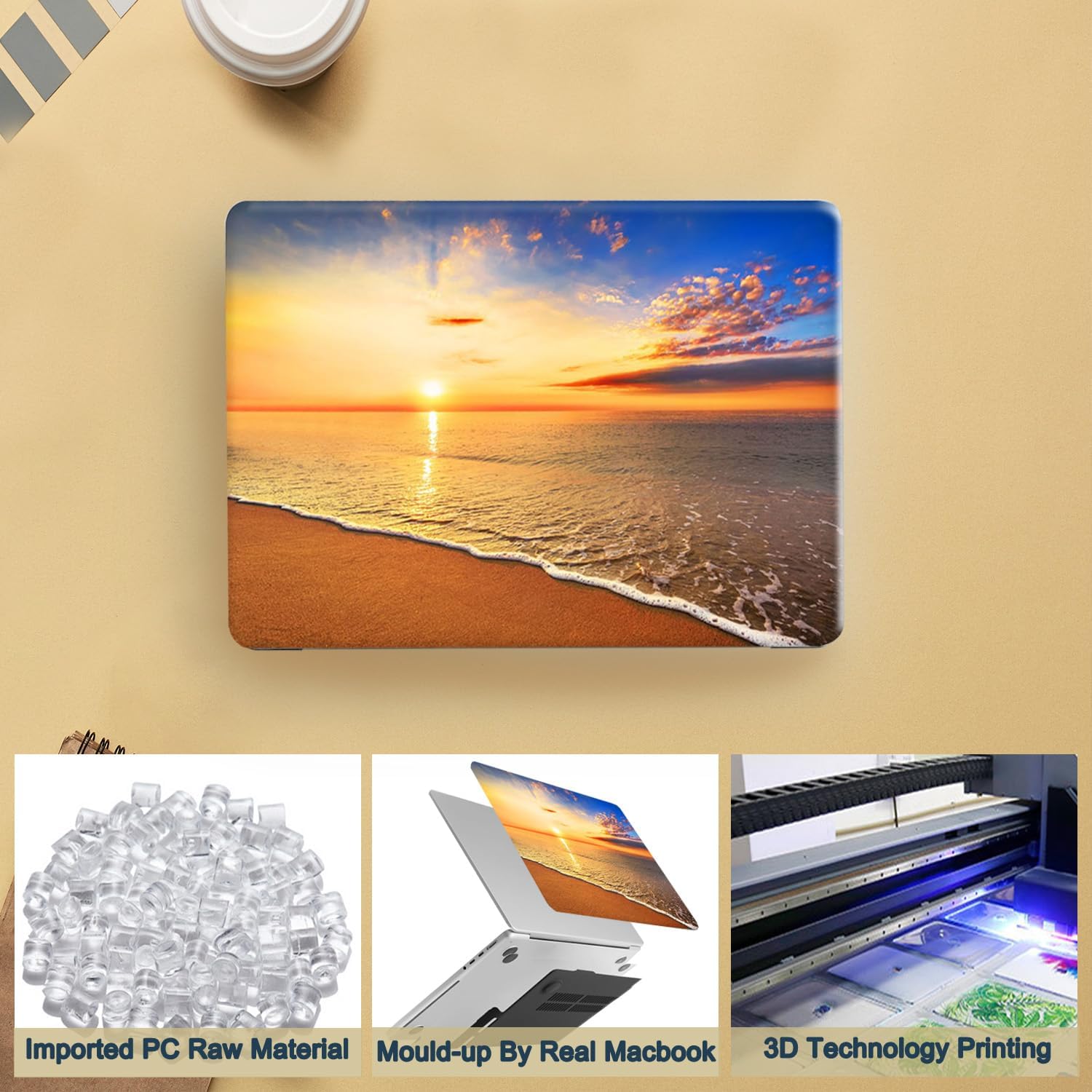Laptop Case Compatible With New MacBook Air 13 Inch 2020 2019 2018 Release A2337 M1 A2179 A1932 With Retina Display & Touch ID, Plastic Hard Shell & Keyboard Cover Skin - Beach