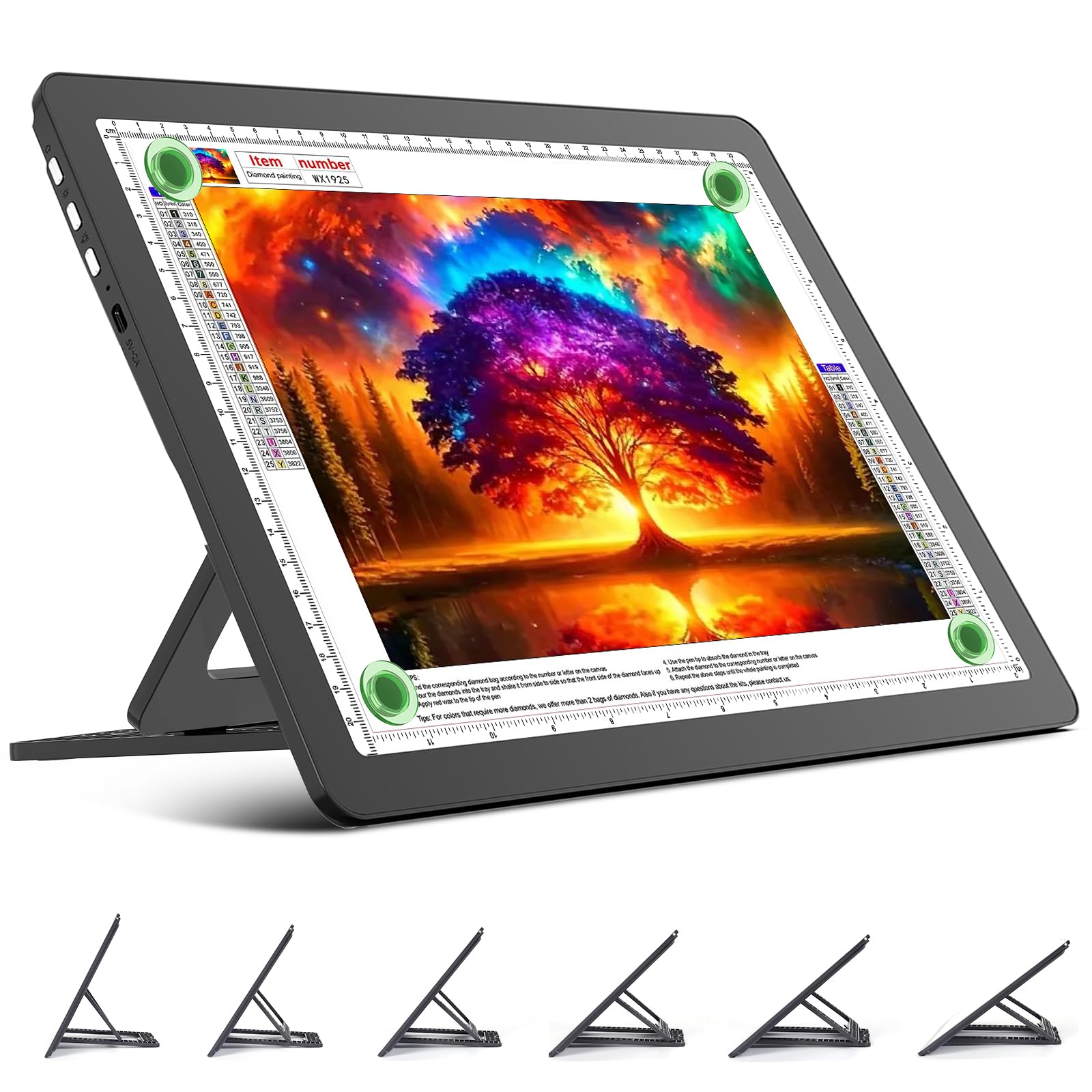 TOHETO Lavagna luminosa ricaricabile A4 con supporto, cuscinetto luminoso magnetico super luminoso con pulsanti laterali, scatola luminosa wireless per tracciare e disegnare, tavolo luminoso LED -Nero