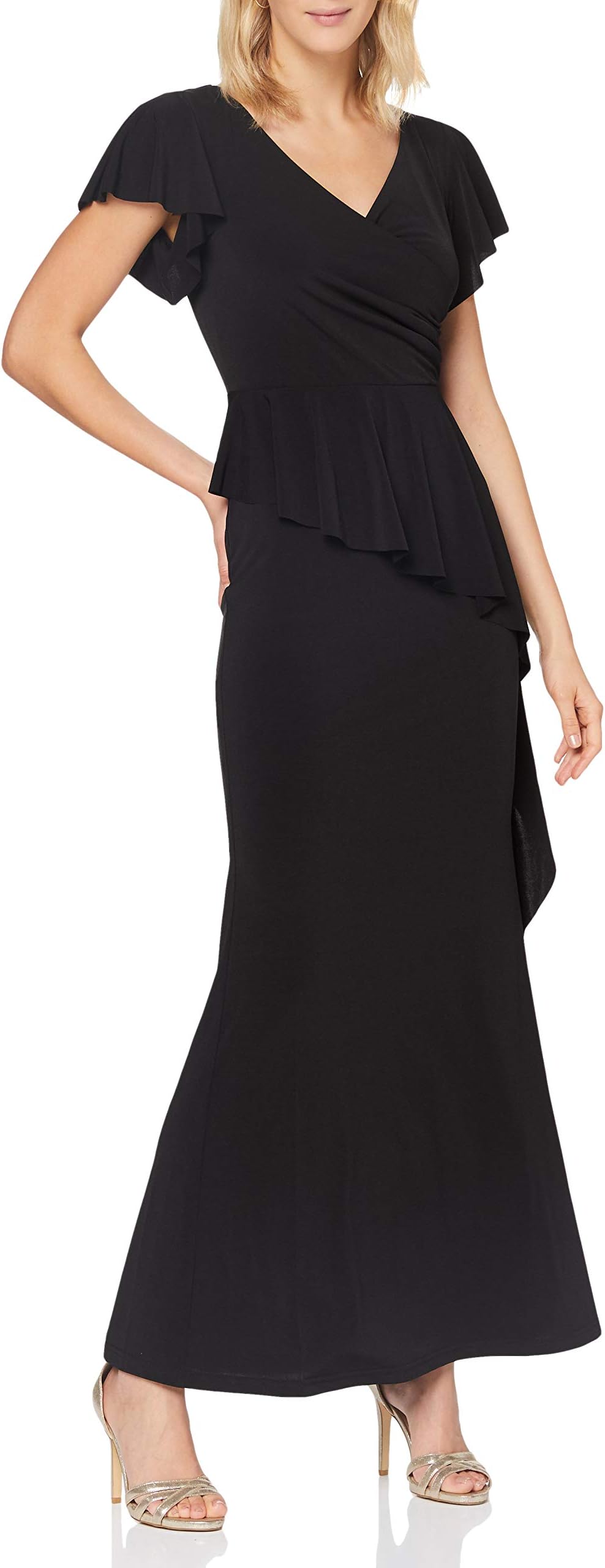 Women's Apart Elegantes Damen Kleid, Abendkleid, V-Ausschnitt in Wickeloptik, Mit Volant Special Occasion Dress