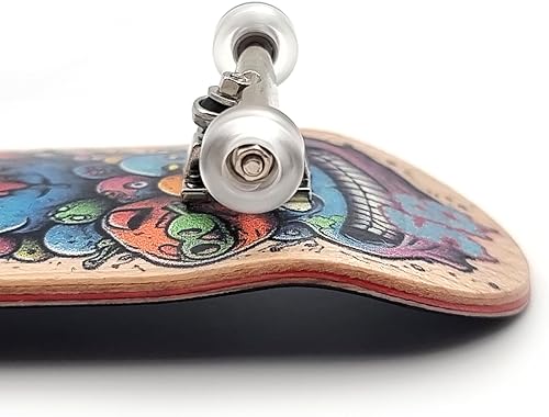 Miniatura 7 de SPITBOARDS Diapasón de 1.260 x 3.780 in, montaje completo de madera, 5 capas, camiones plateados con bujes y tuercas, ruedas de rodamiento CNC