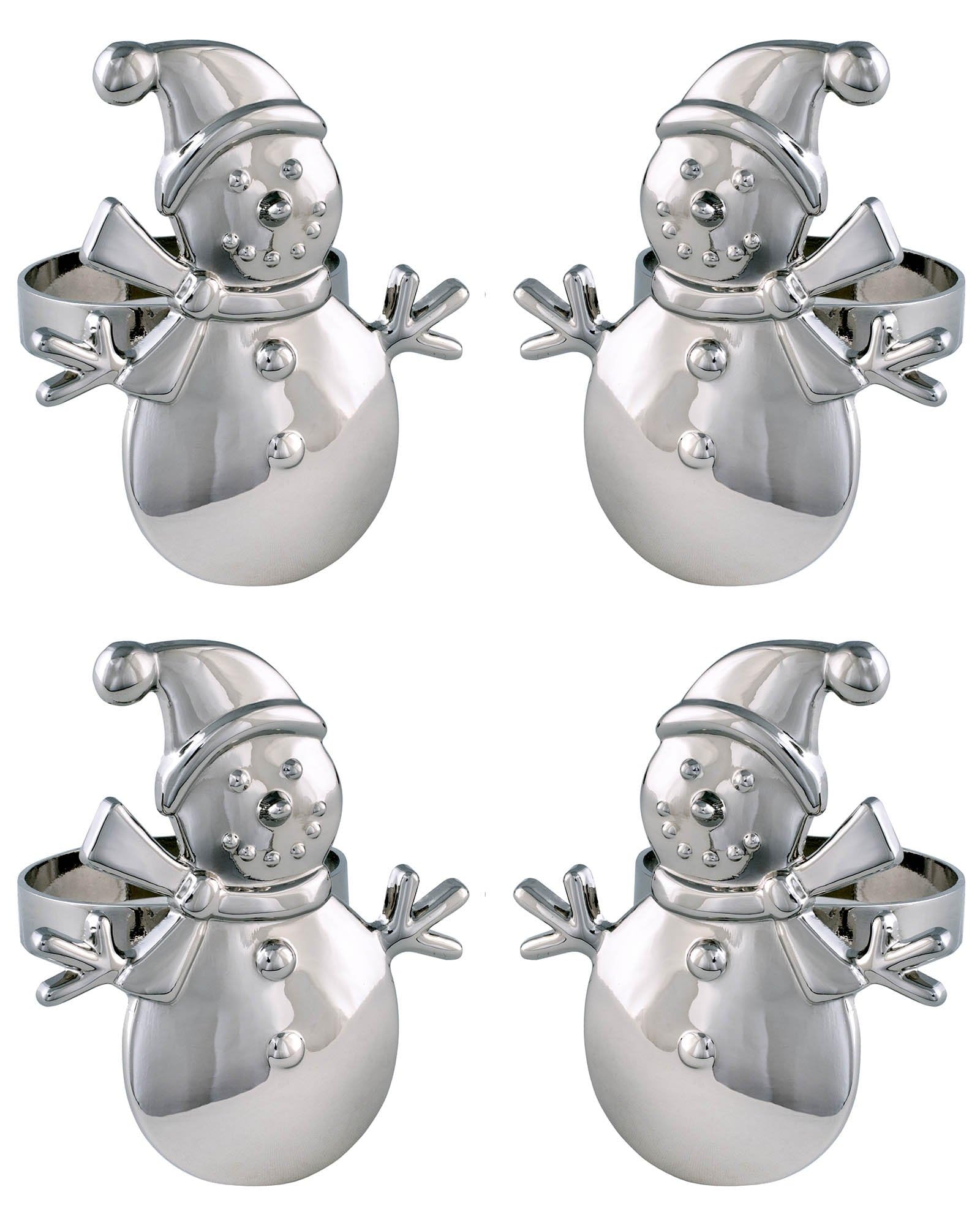 WeRChristmas Set of 4 Snowman Napkin Holders, Multi-Colour, 6cm