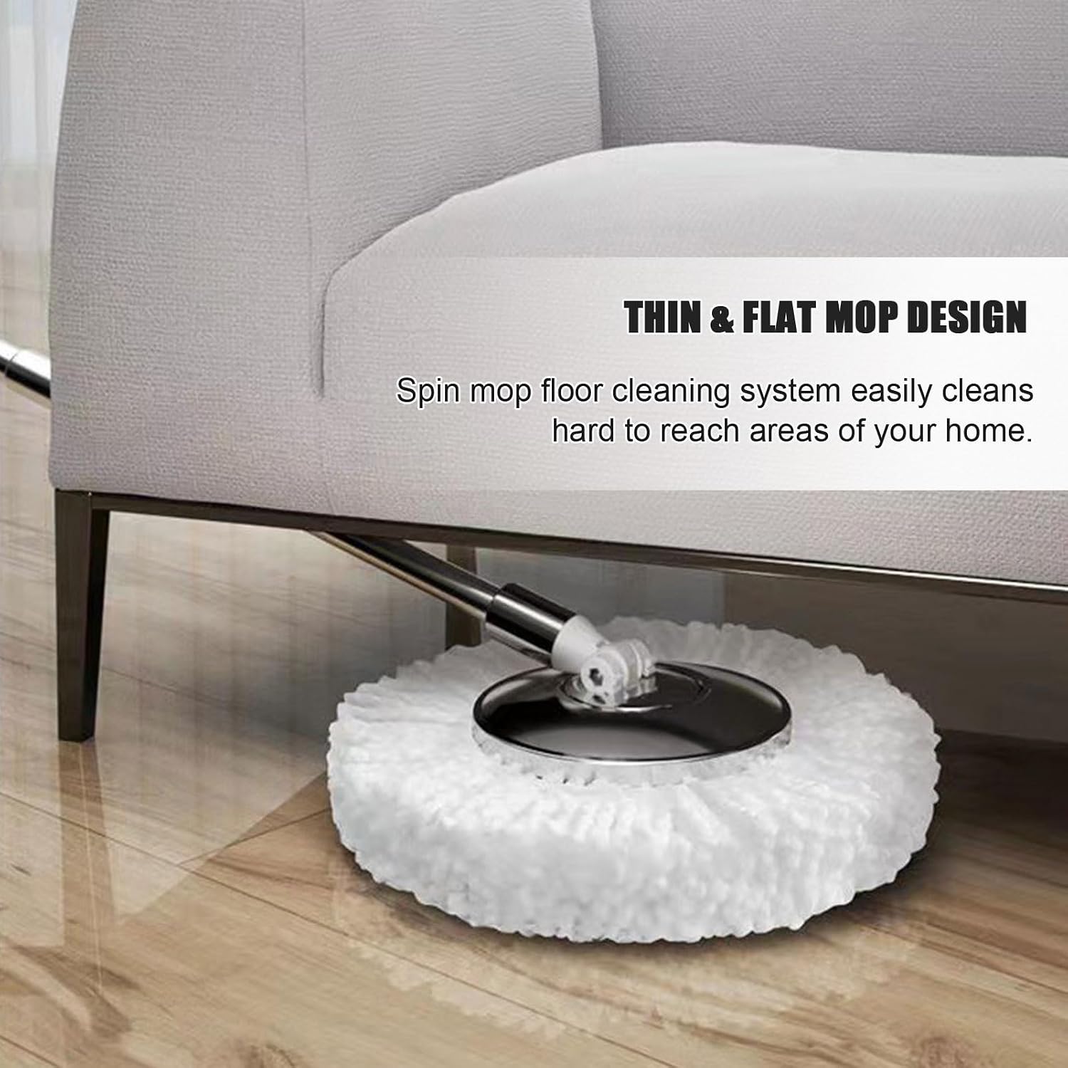 Spin Mop and Bucket with Wringer Set for Home, 360° Spinning Mop and Titanium Crystal Finish Bucket with Detachable Drying Basket, Wet Dust Mop for Floor Cleaning,4 Cotton Mop Pads