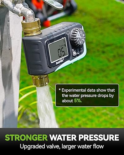 Miniatura 5 de RAINPOINT Temporizador de rociador, temporizador de agua de tubería 100% metálica para manguera de jardín, controlador de manguera programable para