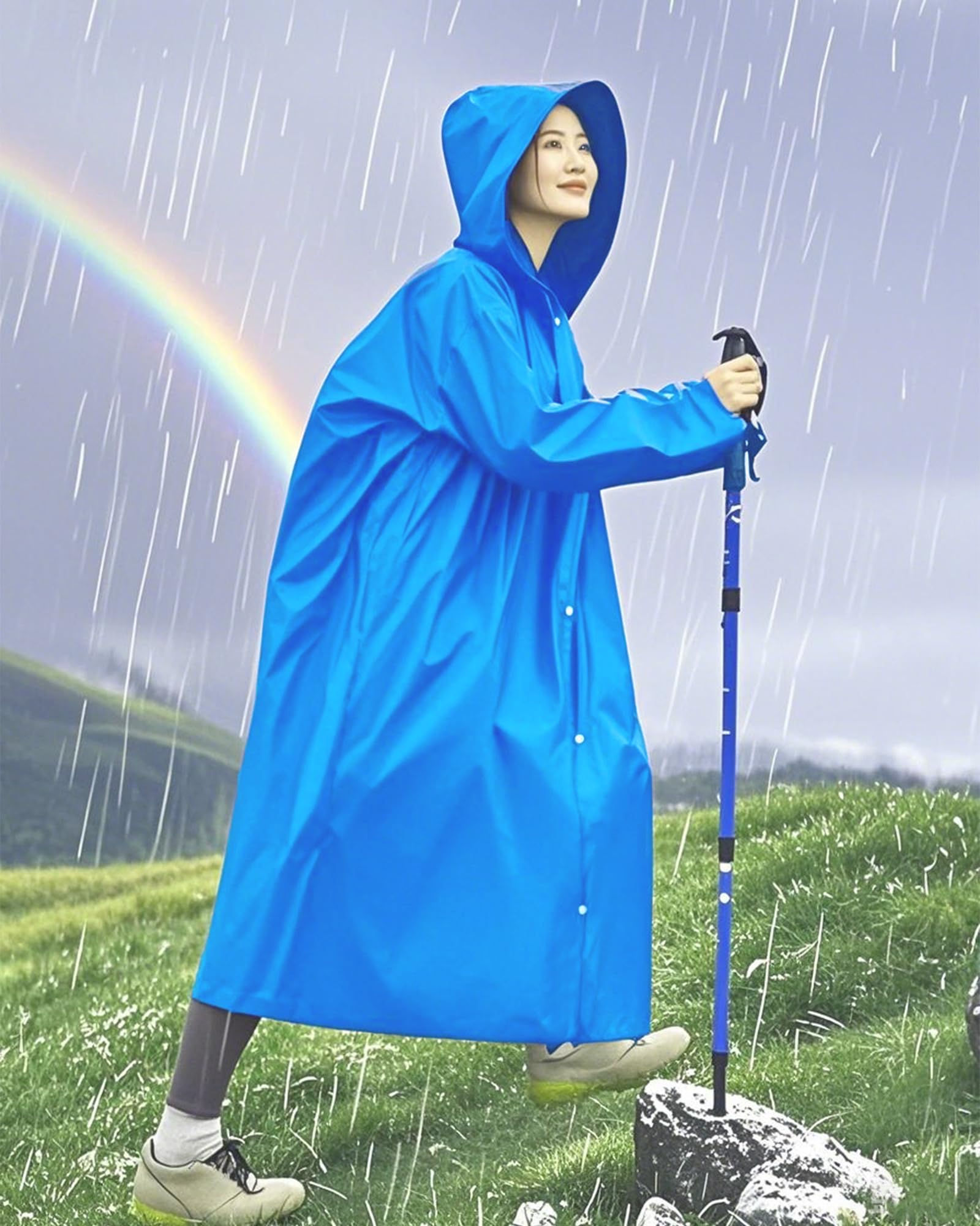 1 Pack Rain Ponchos for Adults Reusable Raincoats Survival Heavy Duty Military Impermeable Rain Coat, for Men and Women