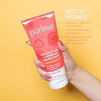 Vista 4 de Purlisse - Café de aceite de coco + mantequilla corporal de hibisco: libre de crueldad animal y limpia, sin parabenos ni sulfatos, nutre e hidrata