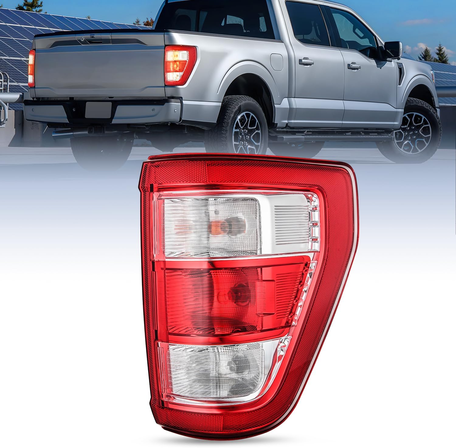 Nilight Taillight Assembly Compatible with 2021 2022 2023 Ford F150 XL Non Blind Spot Model Tail Light Halogen Type Lamp Rear Replacement OE Style Passenger Side