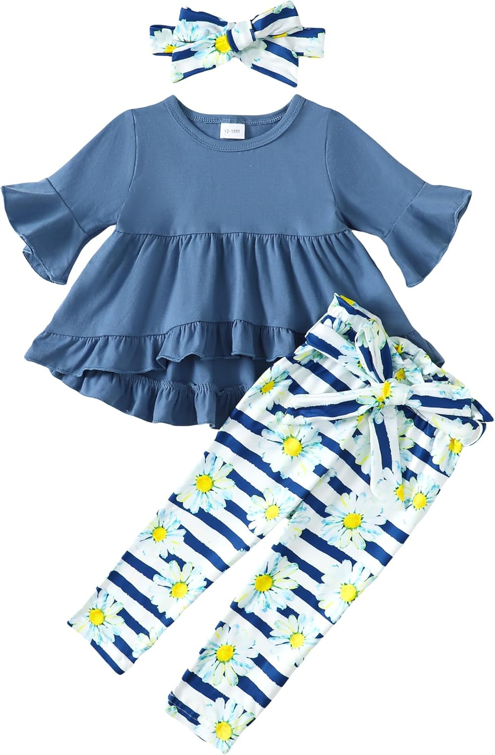 Kucnuzki Toddler Baby Girl Clothes Short Sleeve Ruffle Shirt Floral Pant Set 2 Piece Outfits For Girls Cute Clothing Set