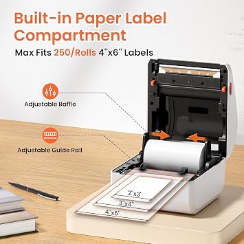 Bluetooth Shipping Label Printer White & 750 Pcs Labels