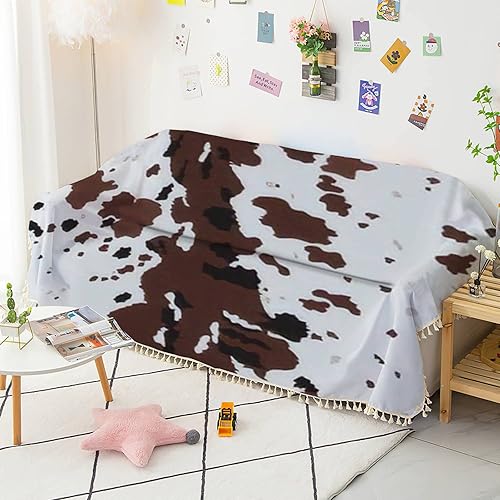 Miniatura 3 de Funda de sofá azteca Texas Longhorn con diseño de piel de vaca con manchas marrones grandes, funda de animal, fundas de sofá, toallas, lavables,