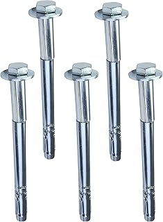 AERZETIX - C53983 - Satz von 5 Bolzen bolzenanker dübel mit hülse für beton mit bolzen mit sechskantkopf und unterlegschei...