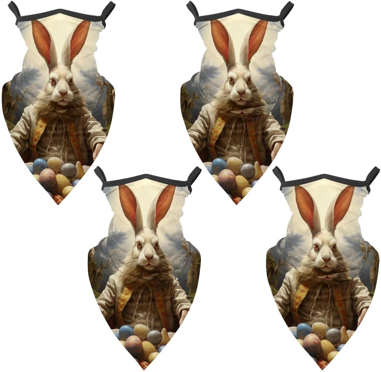 4 Pack Easter Neck Gaiter Face Scarf Cover Sun Protection Balaclava Cloth Bandanas with Ear Loops