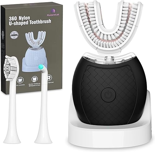 Cepillo de dientes eléctrico para adultos, cepillos sónicos de limpieza de 360 grados, cepillo de dientes en forma de U tiene cerdas de nailon