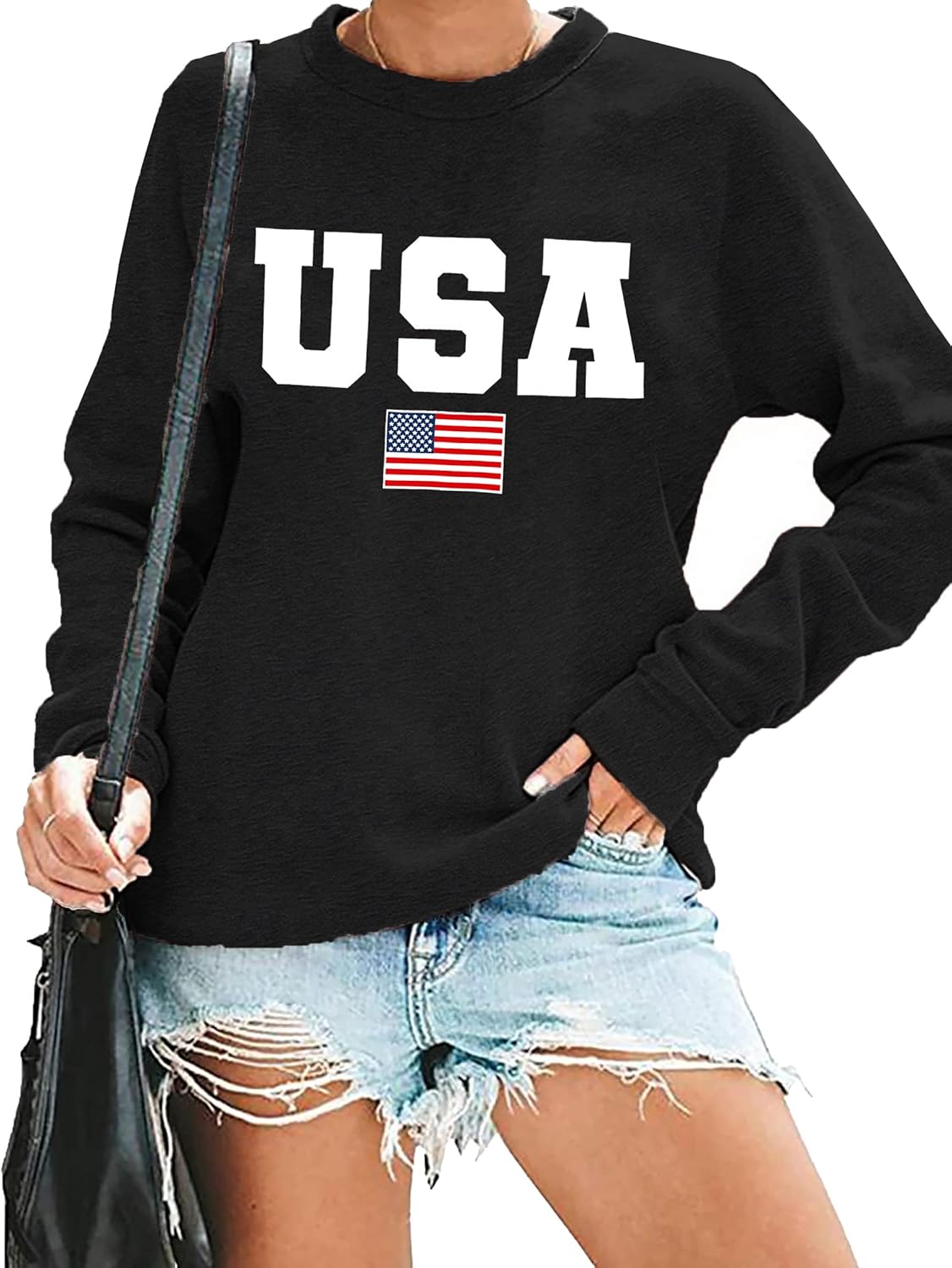 LAZYCHILD USA Sweatshirt Women American Flag Shirt Patriotic TShirt Stars Stripes Pullover 4th of July Tee Tops - Image 3