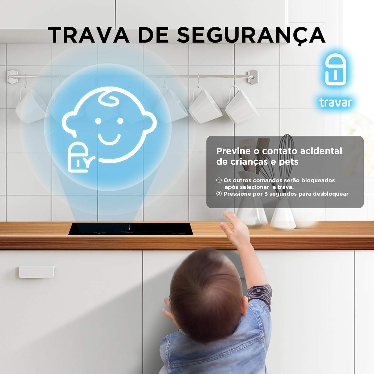 Midea Induction Cooktop safety lock feature with a child