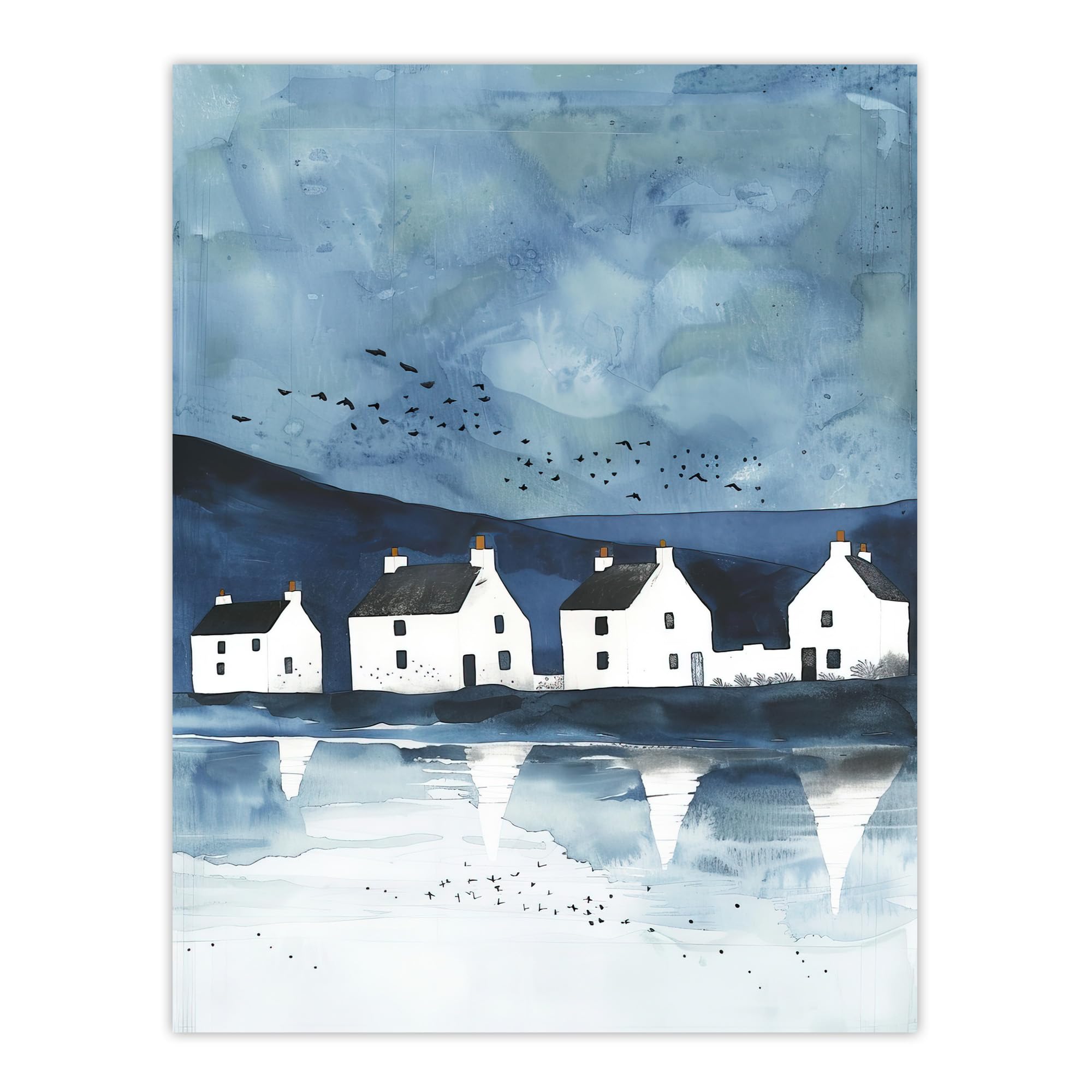 Artery8 White Fisherman Cottages Isle of Jura Scotland Bathroom Toilet Unframed Wall Art Print Poster Home Decor Premium
