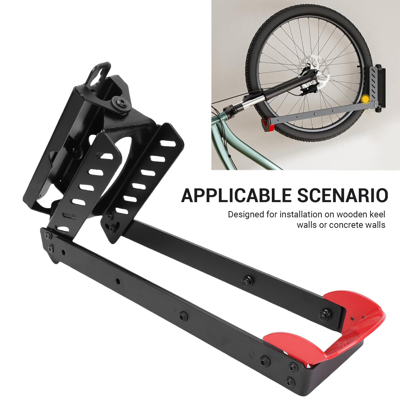 Fahrrad-Wandhalterung aus Legiertem Stahl, Hält Bis zu 77 Pfund, Faltbar, um 120 Grad Drehbar, 4-fach Verstellbar, Garagenaufbewahrung für Rennrad, E-Bike, Heimgebrauch