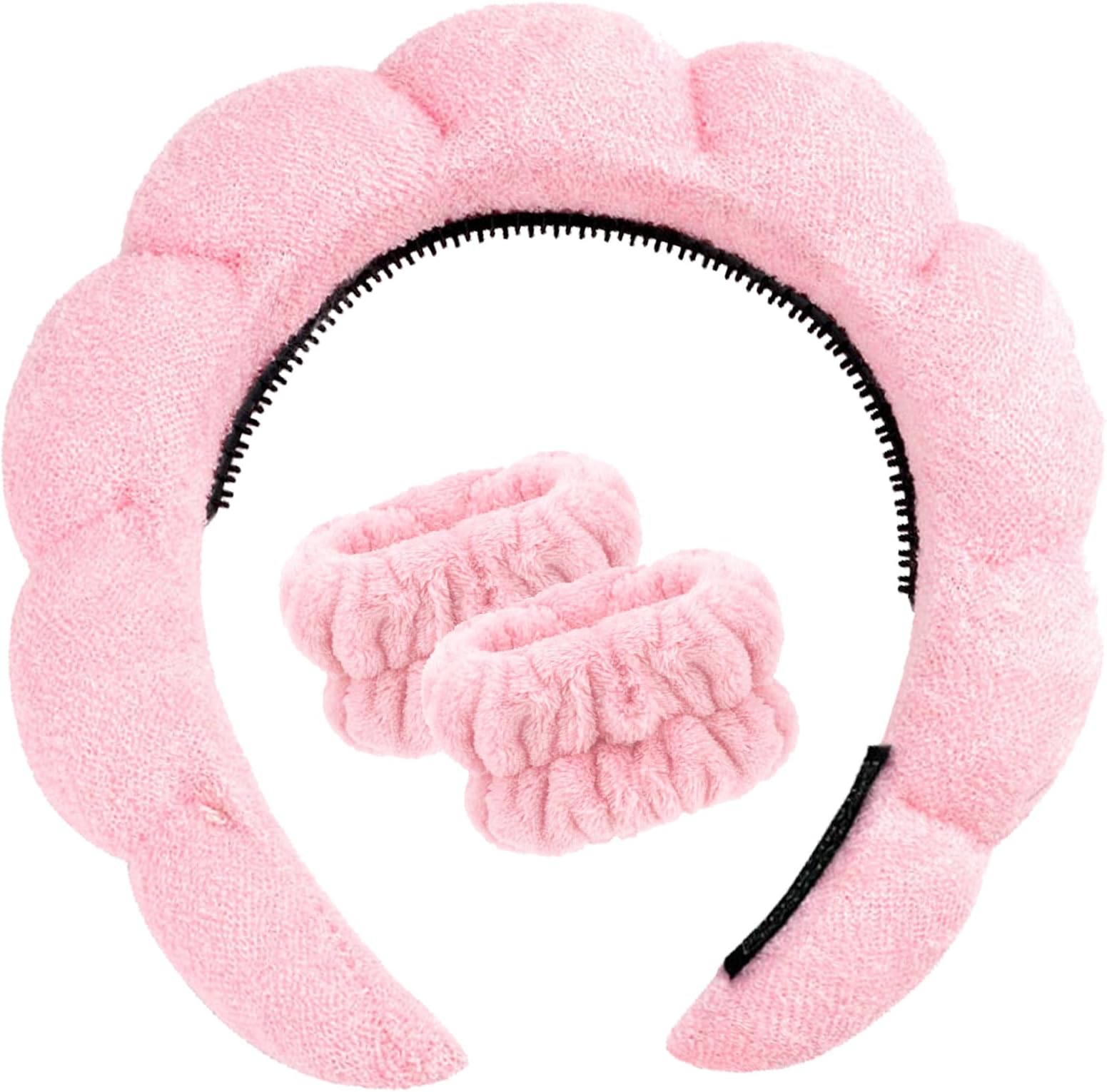 Skincare Headband,Headband For Washing Face,Beauty Headband,Bubble Headband,Makeup Hair Band,Headband Makeup,Spa Headband,Pink Headband,Make-Up Sets,Head And Wrist Bands For Face Washing
