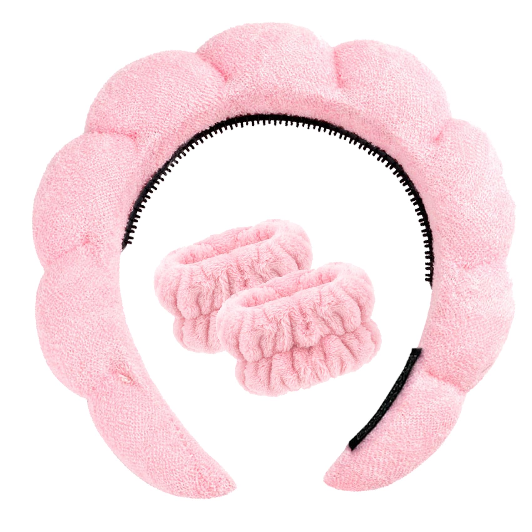 Skincare Headband,Headband For Washing Face,Beauty Headband,Bubble Headband,Makeup Hair Band,Headband Makeup,Spa Headband,Pink Headband,Make-Up Sets,Head And Wrist Bands For Face Washing