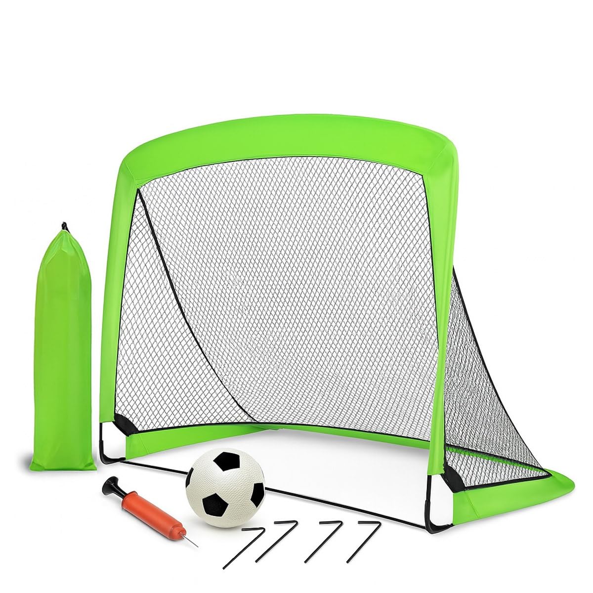 Koolbitz Pop Up Football Goal for Kids (120x90cm) Foldable Soccer Net with Ball & Pump, Portable Goal Post for Outdoor Sports Training Activity, Garden Practice Game Gift Set for Children Ages 3+