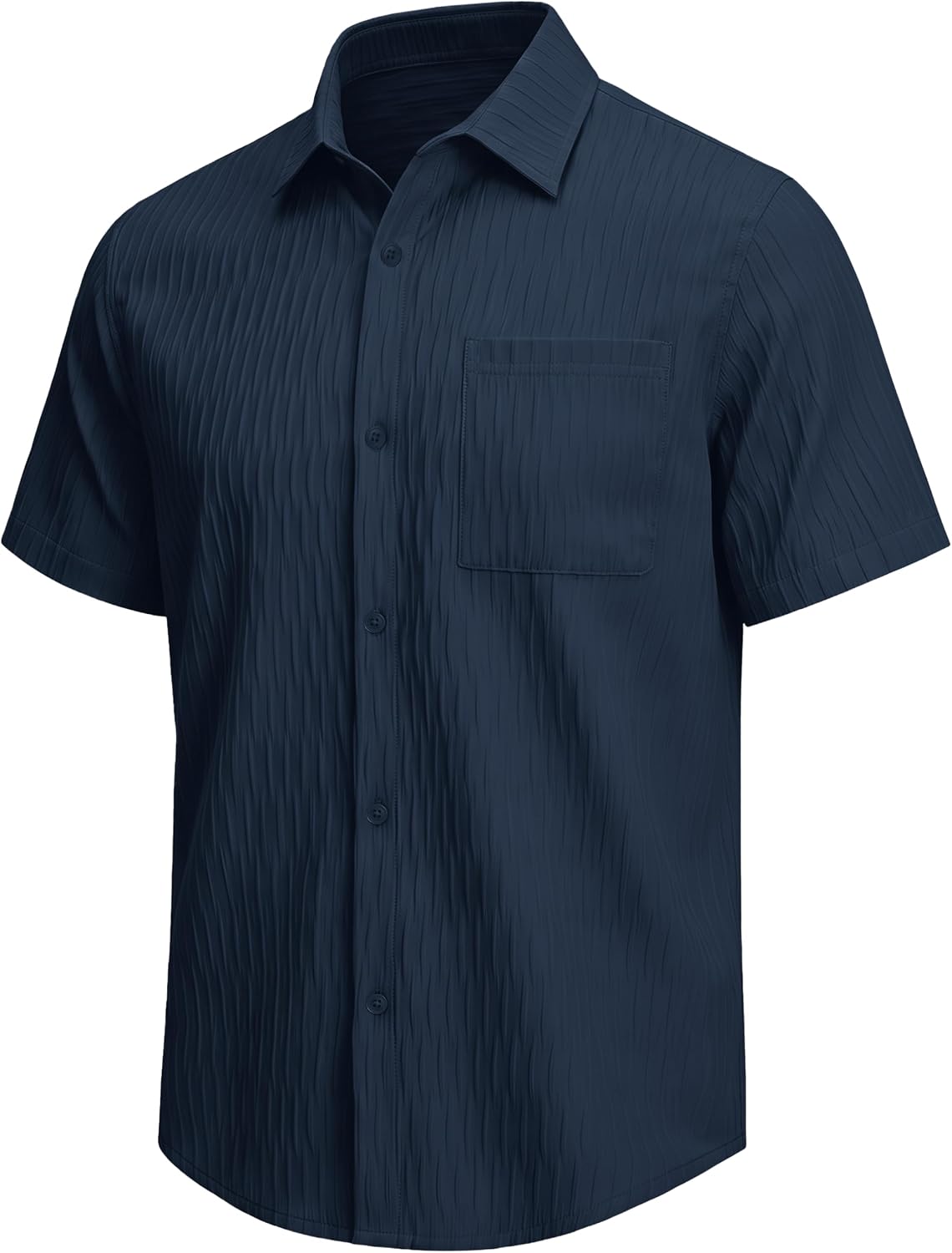 TACVASEN Men's Short Sleeve Button Down Shirt Textured Summer Beach Casual Shirts with Chest Pocket