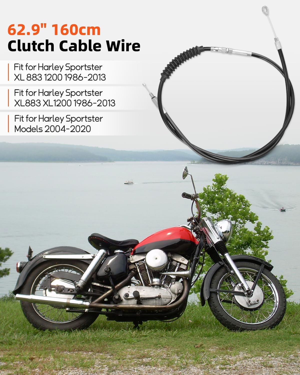 62.9" Clutch Cable Fit for Harley Sportster XL 883 1200 XL883 XL1200 1986-2013 Harley Sportster Models 2004-2020