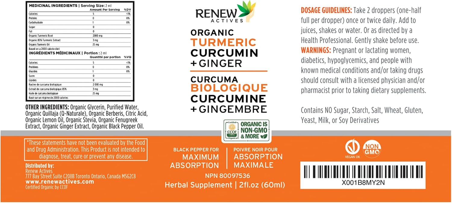 Renew Actives Turmeric Liquid Extract with Ginger & Lemon Oil