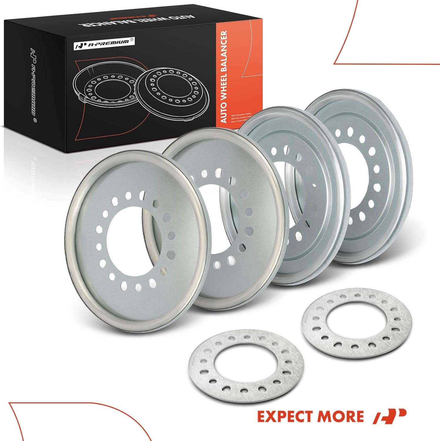 A-Premium 4Pcs Auto Wheel Balancer Compatible with Light Duty Trucks/Bus/Motorhome/Trailers/RVs Have 323 mm Wheel