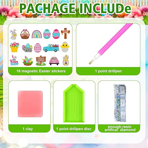 Miniatura 5 de Umigy 16 imanes de pintura de diamantes de Navidad para refrigerador, caramelo de menta, imanes de arte de diamantes, kits de pintura de diamantes