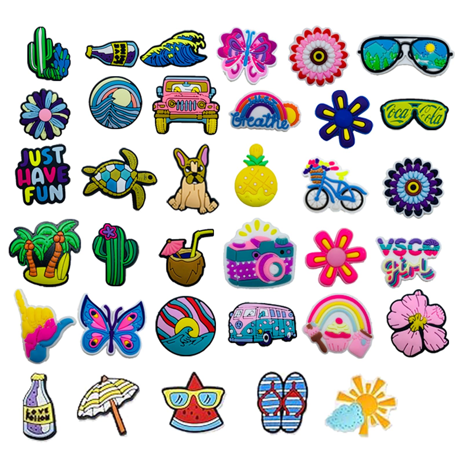 WANTUSHUI 35 Stück Schuh Charms Geeignet für Crocs Anstecker Blumen,Schuh Schmuck für Crocs Stecker Damen Decoration,Schuhclips Schuhanstecker Cartoon,Mädchen DIY Dekoration Schuhanhänger Croc Pins