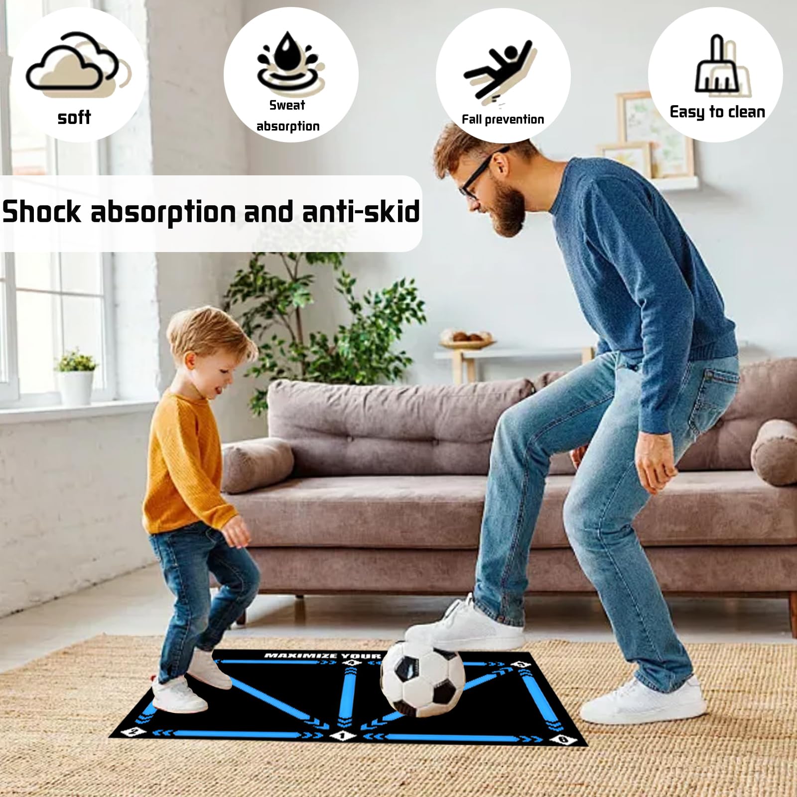 Tappetino Allenamento Calcio 60x90cm - Per Dribbling E Controllo Palla, Antiscivolo E Silenzioso