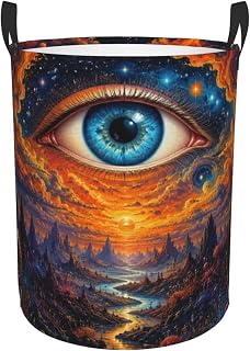 Laundry Hamper 1pc 38.1l, 13.8×16.5in,Cosmic Eye Surreal Scenery | Versatile Organizer Basket With Handles, Storage Bin For Spring Home Decor, Laundry Room, Dorm, Bathroom, Gifts