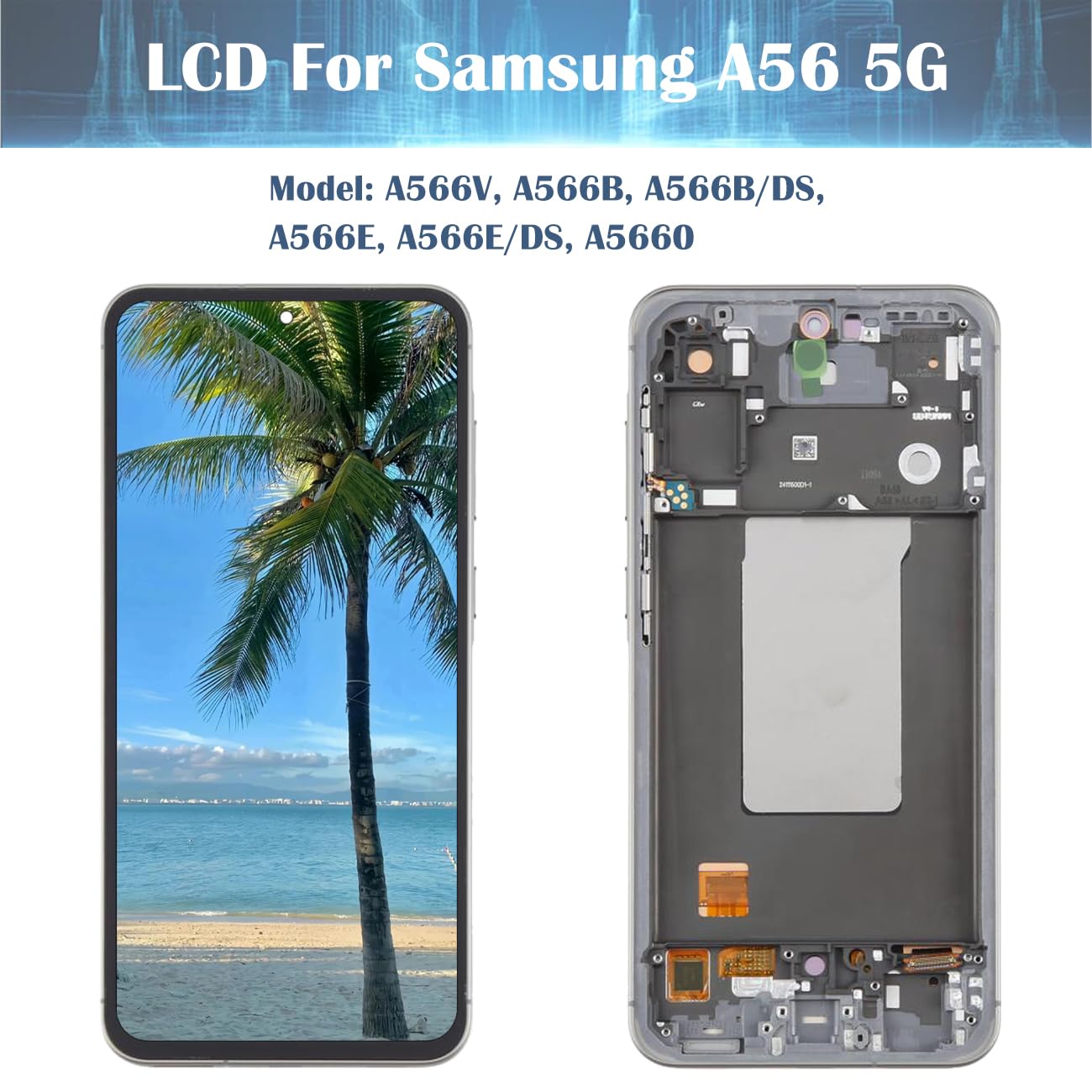 Pantalla para Samsung A56 5G OLED negro con marco