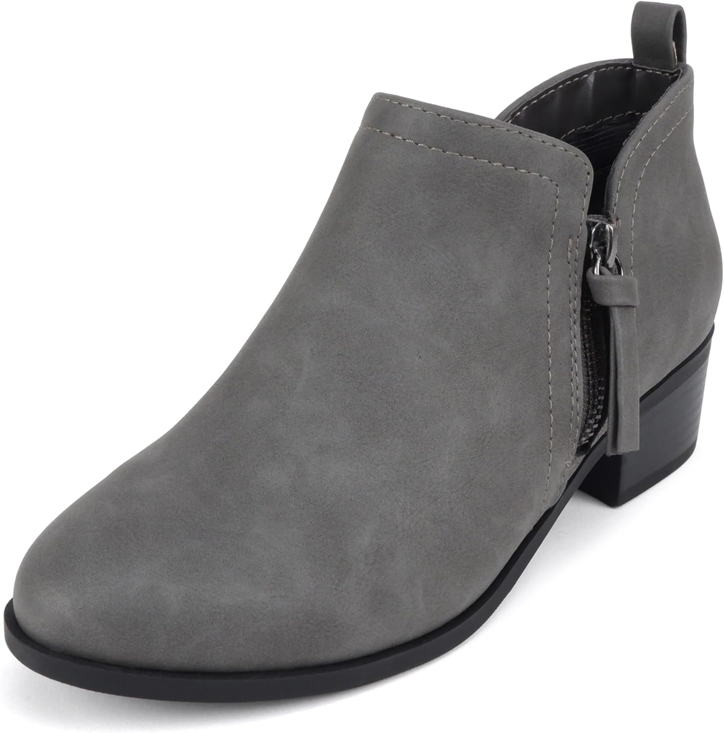 Soda “ZAYNE” ~ Women Round Toe Elastic Side Gore Side Zipper Pull Tab Low Heel Ankle Boot Bootie